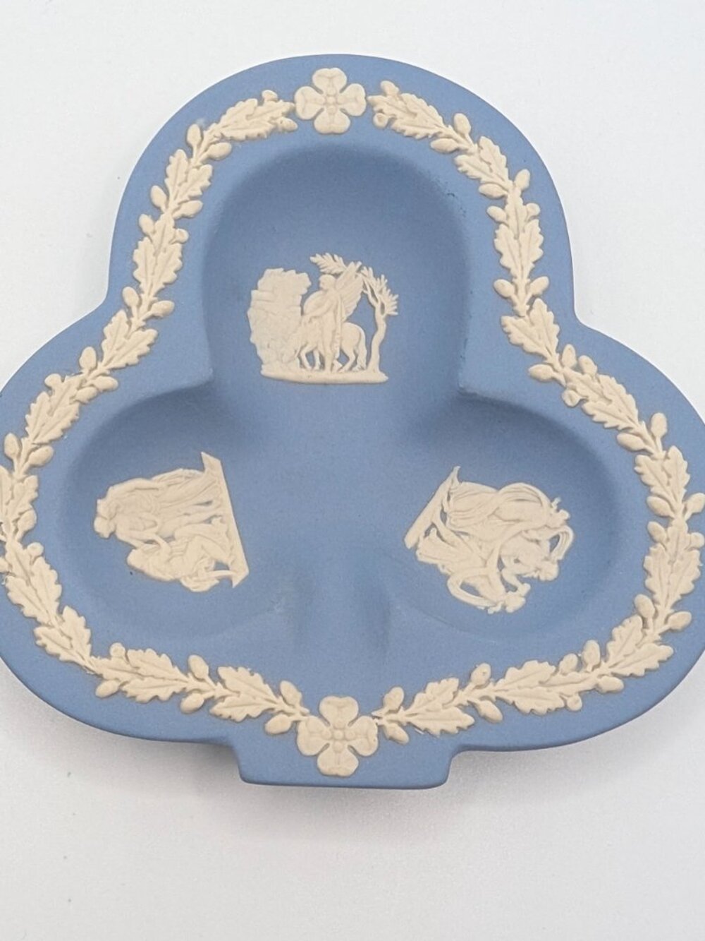 Wedgwood Blue Jasperware Clover Shaped Trinket Blue Dish or Ashtray